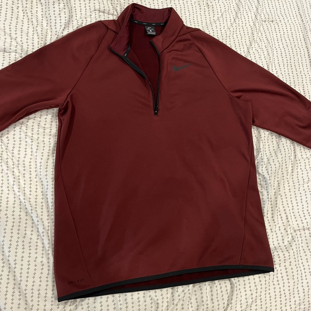 Nike Men's Maroon Half-Zip Jacket Dri-Fit